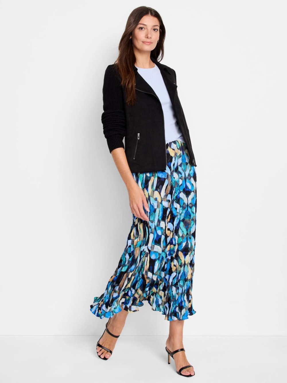 NIC+ZOE Waves Link Pleated Midi Skirt